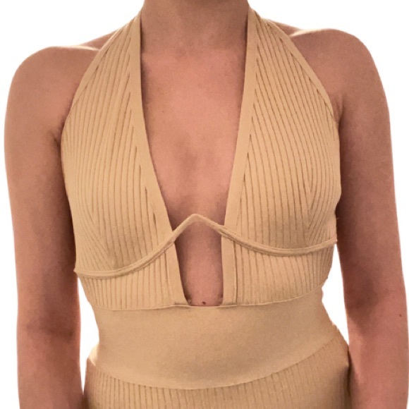 Bandage Rib V-wire Halterneck Bodysuit - Picture 4 of 5